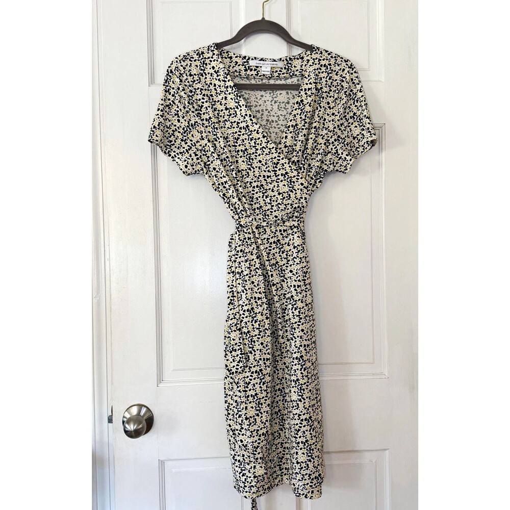 Diane von Furstenberg DVF New Julian Two Wrap Dress Floral Cotton Silk Size 14